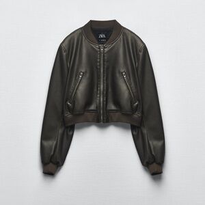 Zara faux leather bomber jacket